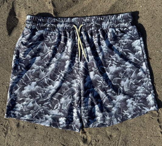 Mesh Shorts 5" Inseam - Gray Abstract Angels